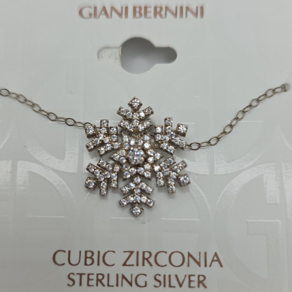 Giani Bernini Sterling Silver Necklace Cubic Zirconia Snowflake Pendant 16"